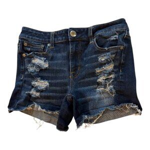 American Eagle Hi-Rise Shortie Distressed Denim Shorts 360* (2607-1)